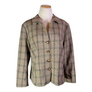 Gerard Pasquier Size 48 Plaid Blazer Jacket Wool Blend